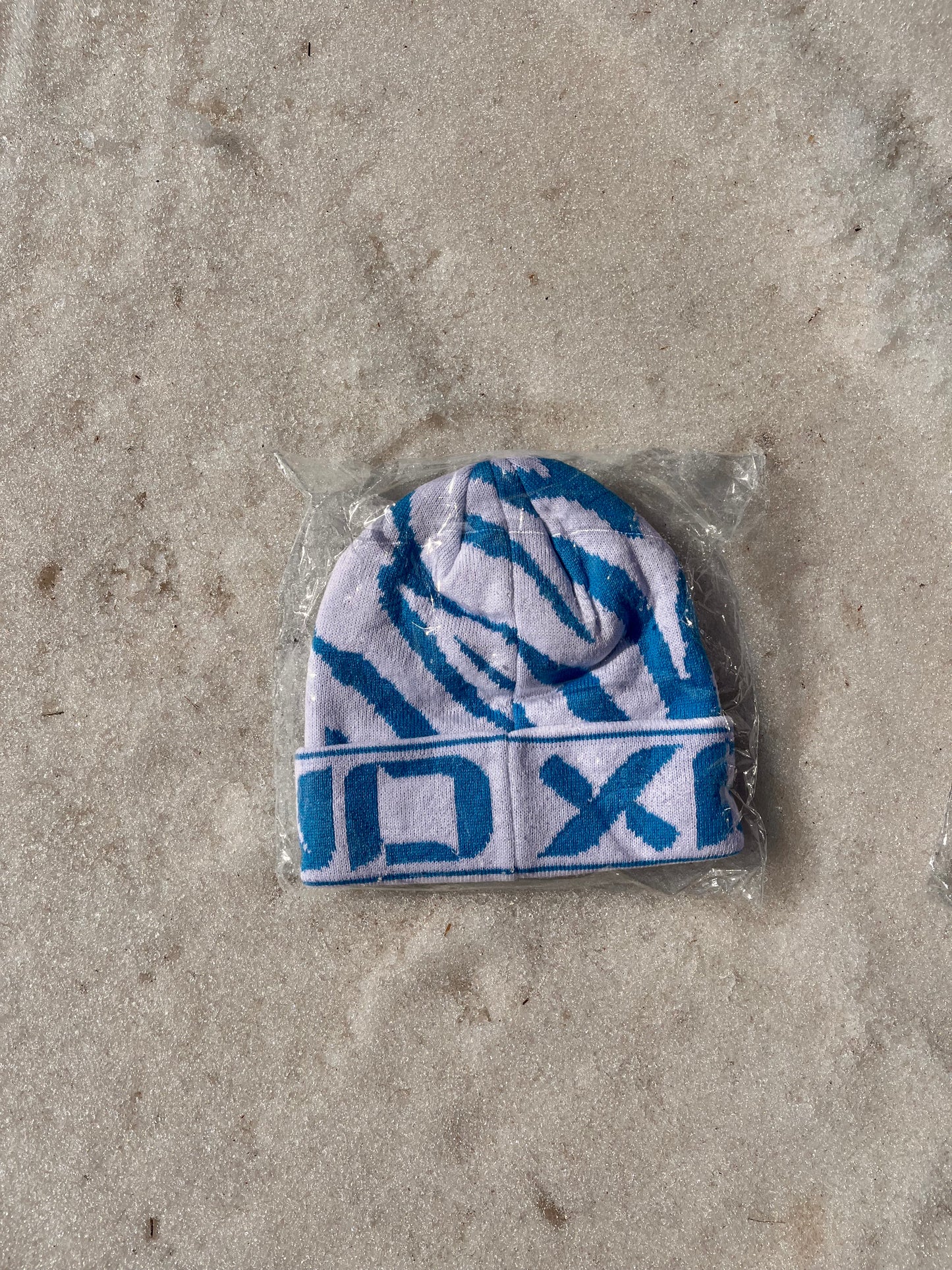 "BlueZebra" Beanie - Light Blue and White